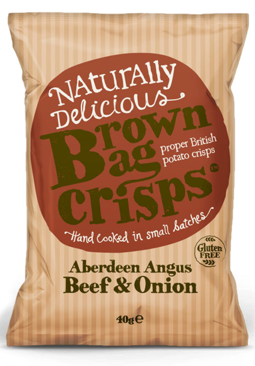 Brown Bag Aberdeen Angus Beef & Onion Crisps 20 x 40g Bags