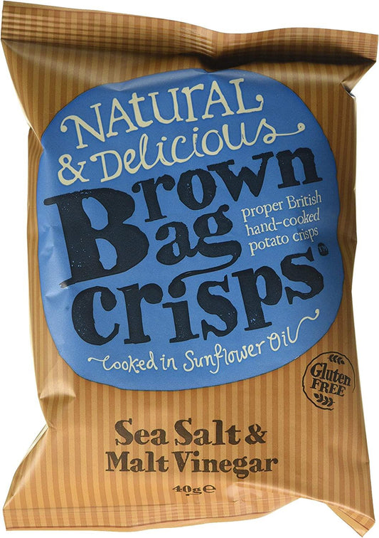 Brown Bag Sea Salt & Malt Vinegar Crisps 20 x 40g