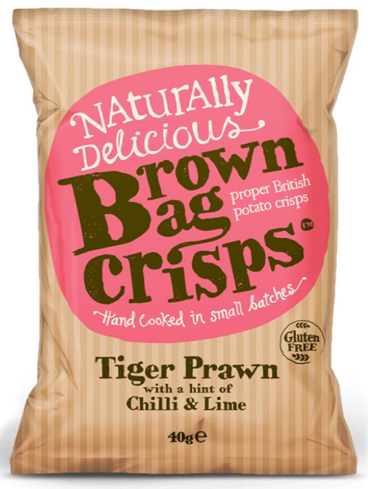 Brown Bag Tiger Prawn, Chilli & Lime Crisps 20 x 40gm