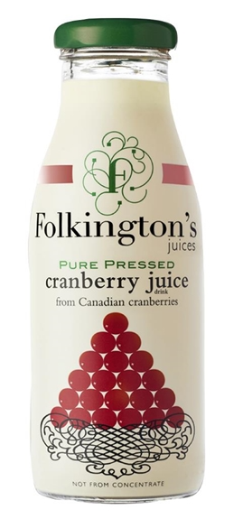 Folkington's Cranberry Juice 12 x 250ml Glass Bottles