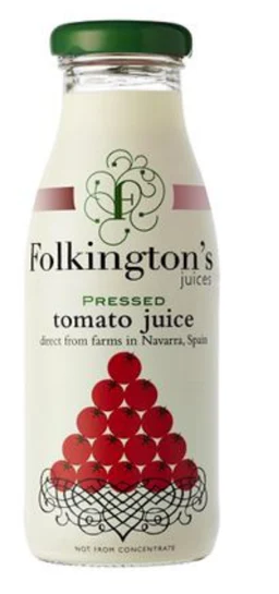 Folkington's Tomato Juice 12 x 250ml Glass Bottles