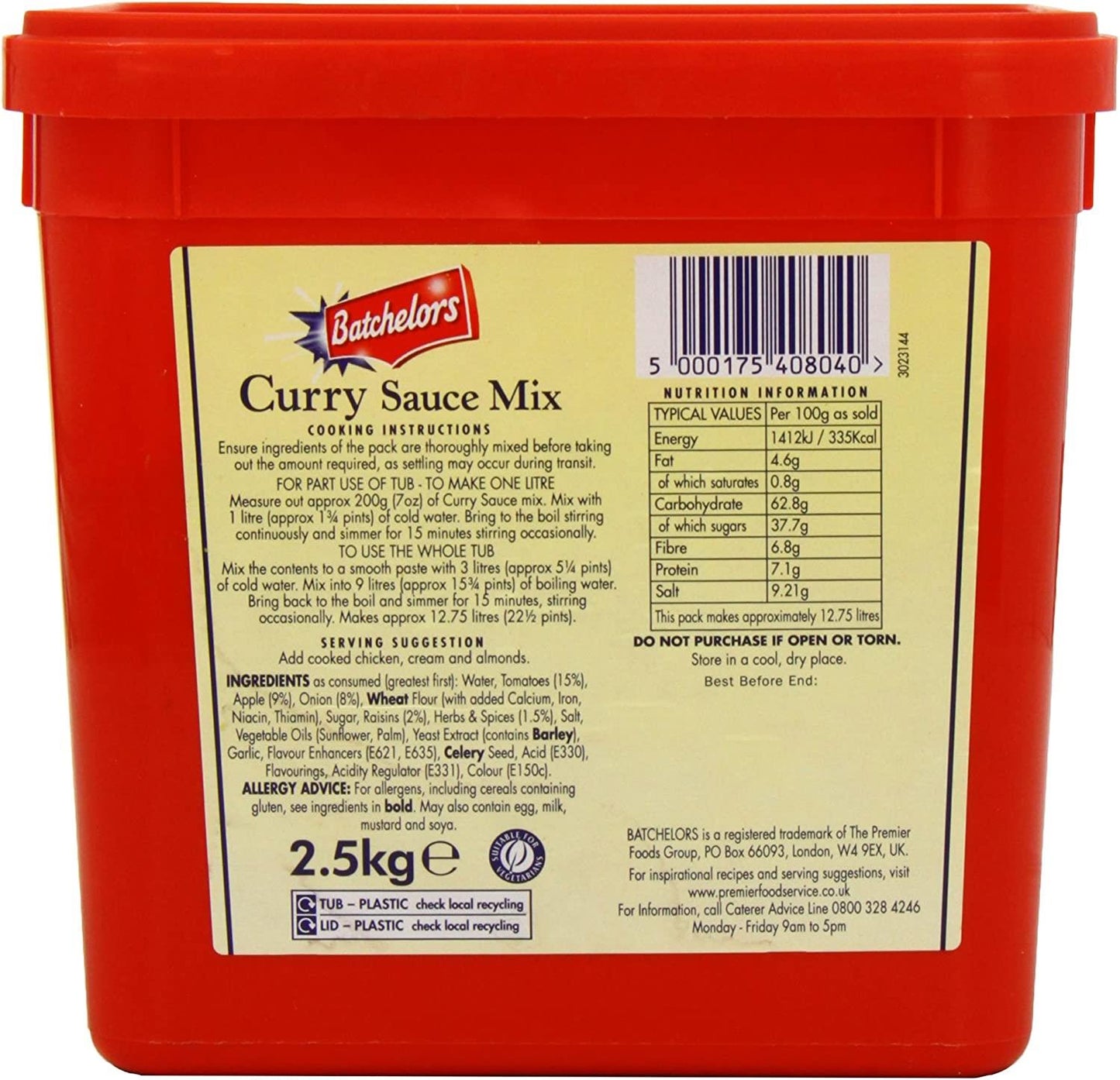 Batcherlors Curry Sauce Mix 2.5kg Tub